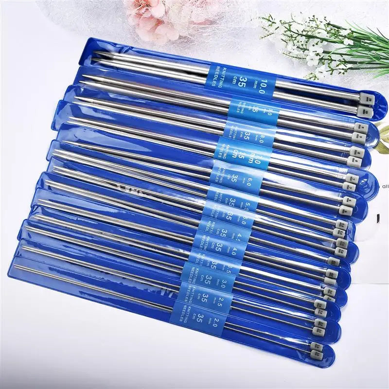 35cm Stainless Steel Knitting Needle Set – Sizes 2–10mm