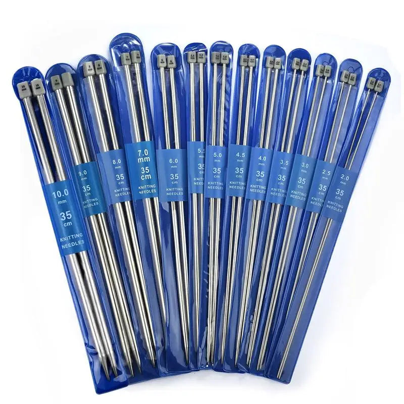 35cm Stainless Steel Knitting Needle Set – Sizes 2–10mm