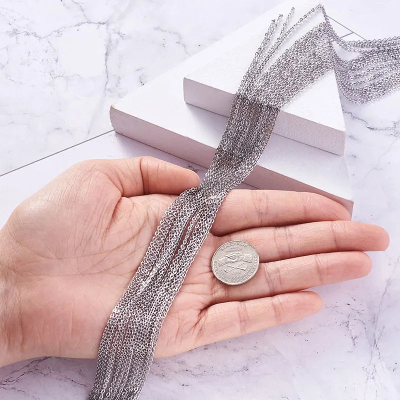 10m 304 Stainless Steel Rolo Chain – 2x1.5mm Cable for Jewelry Making