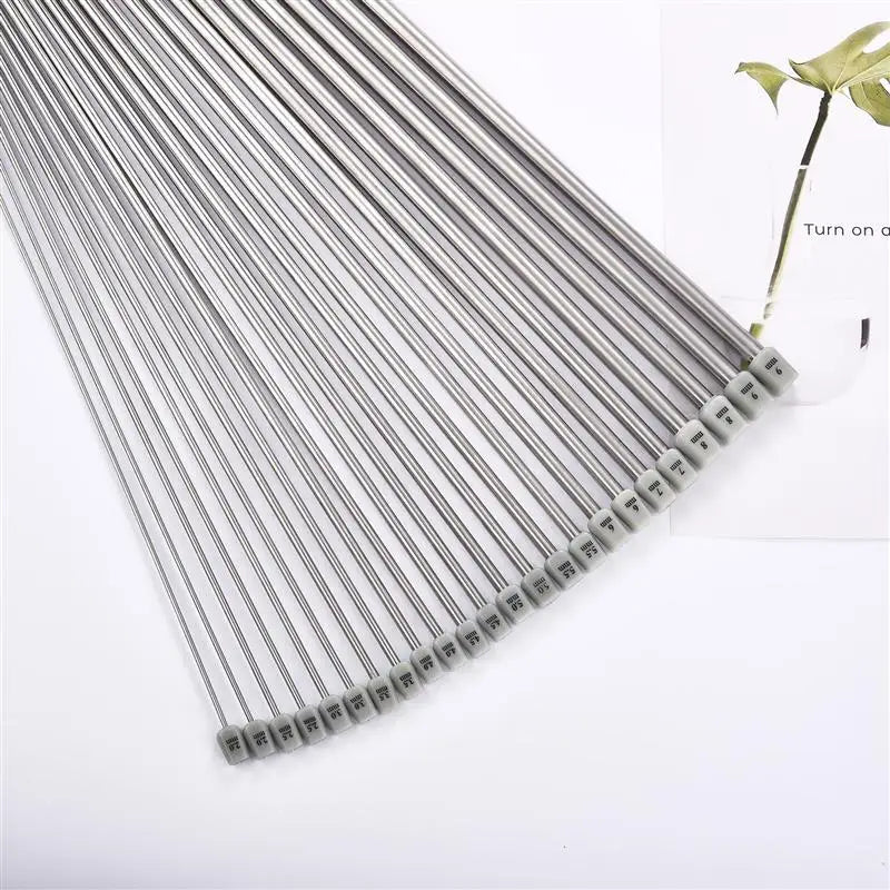 35cm Stainless Steel Knitting Needle Set – Sizes 2–10mm
