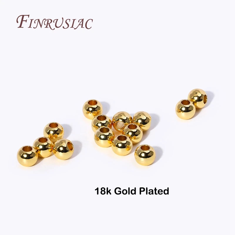 18K Gold Plated Spacer Beads – 2mm–6mm Round Metal Beads for DIY Jewelry