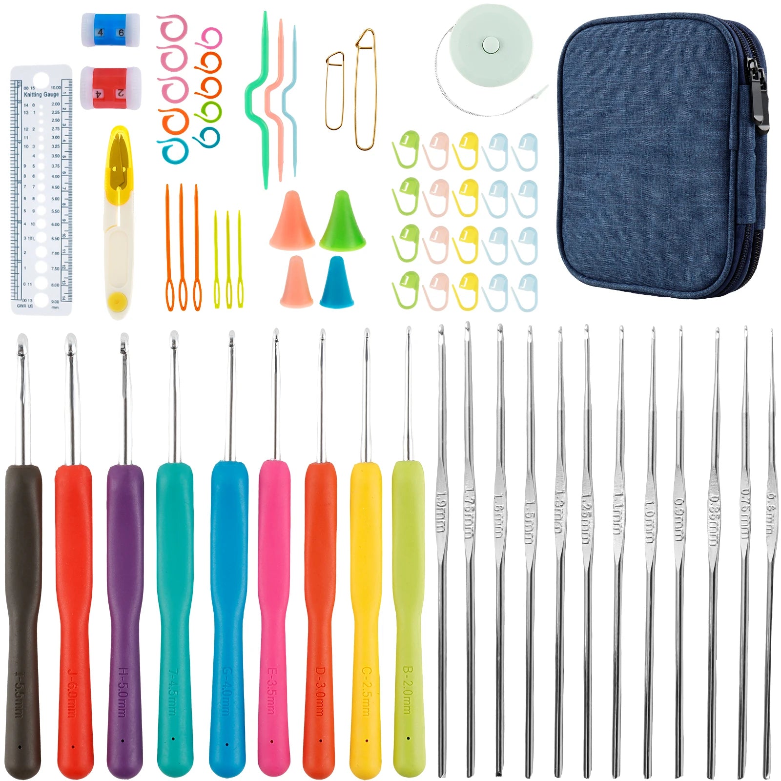 144pcs Crochet Hook & Knitting Tool Set – 2mm–6mm with Accessories