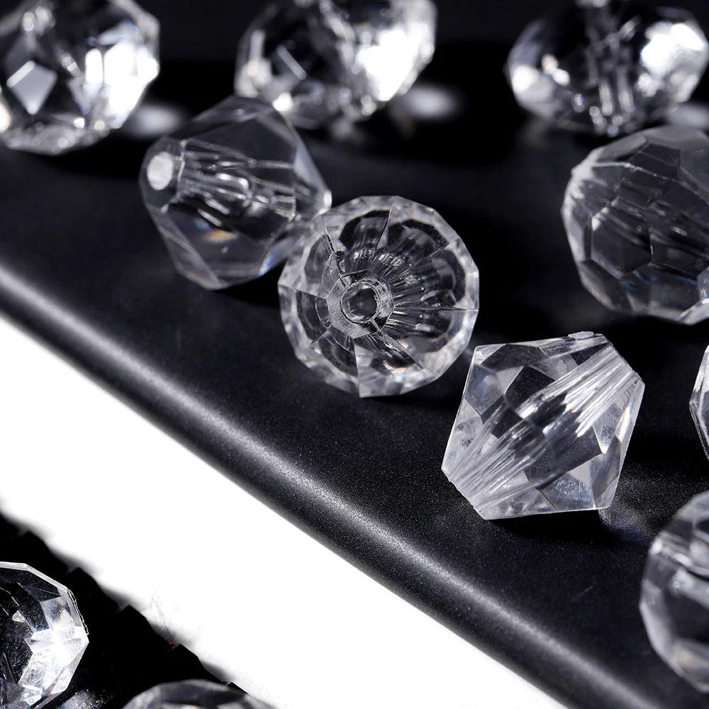 10–300pcs Faceted Transparent White Acrylic Beads – 4–16mm Spacer Beads