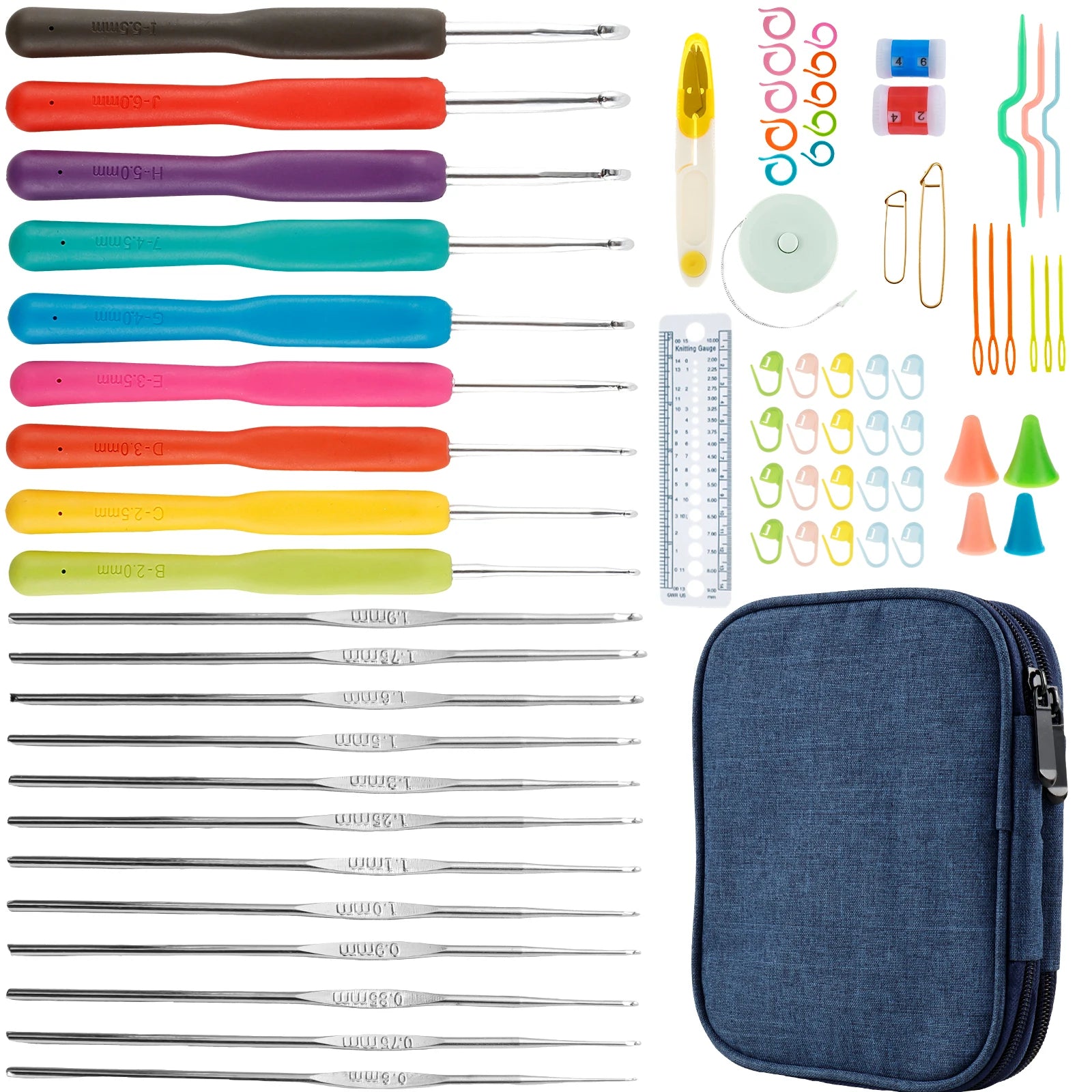 72/144pcs Ergonomic Crochet Hook Set – 2mm–6mm with Storage Case