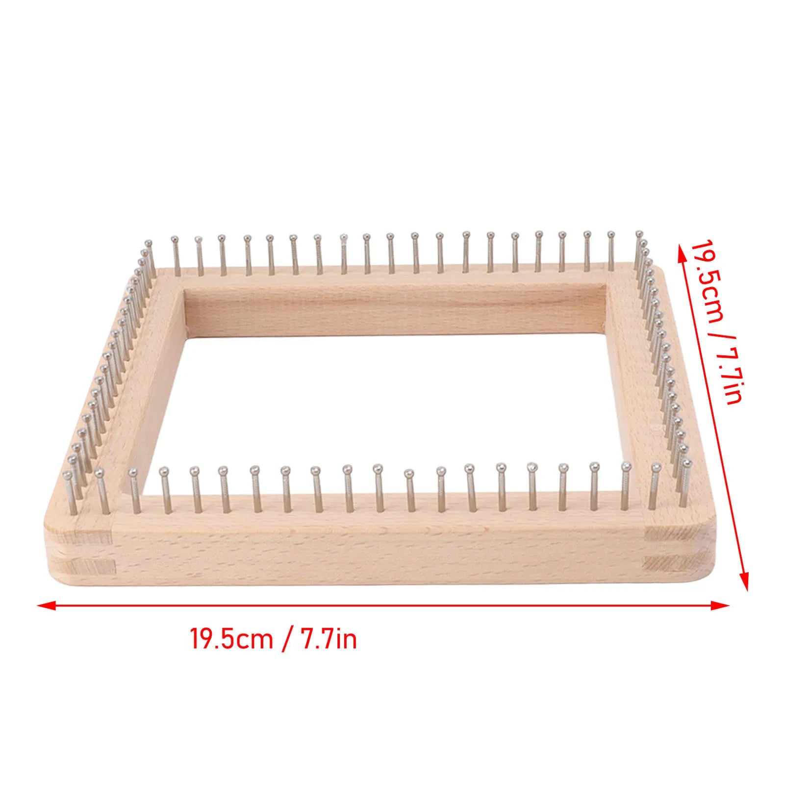 Solid Wood Knitting Loom Board – Square Weaving Tool with Hooks
