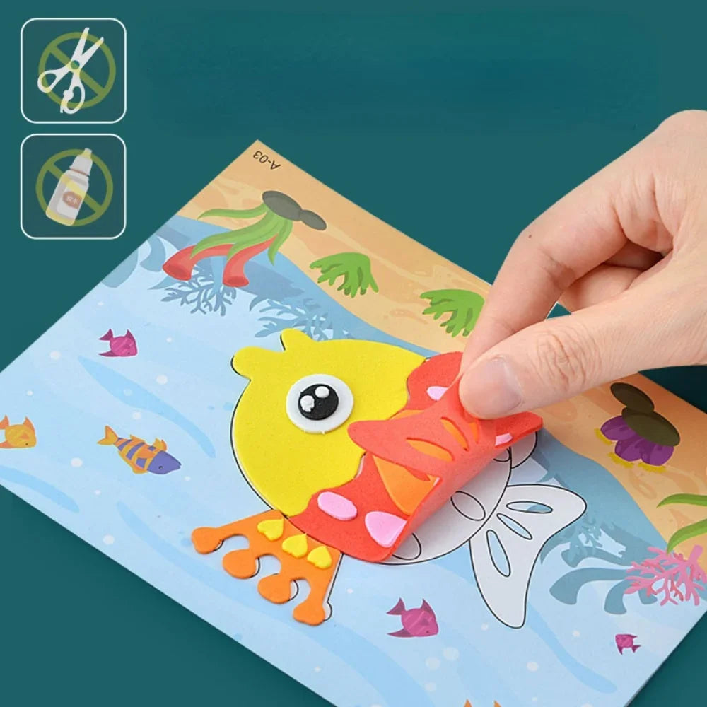 10-Piece 3D EVA Foam Animal Puzzle Craft Set for Kids