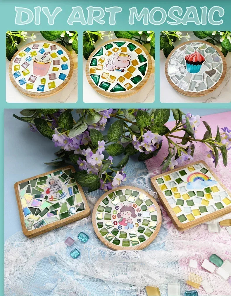 DIY Mosaic Coaster Kit – Bamboo Craft Pad for Kids & Adults