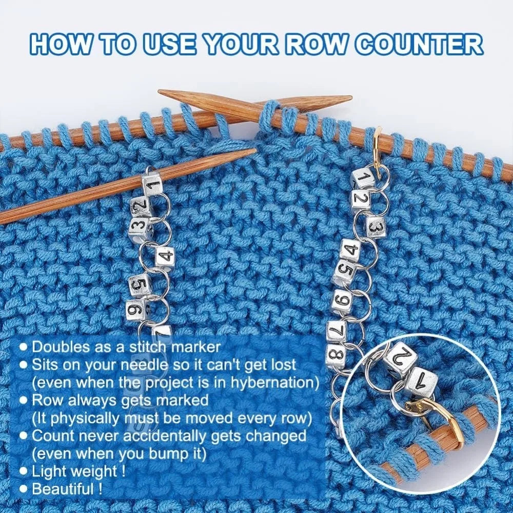 Acrylic Row Counter Chain – 2 Pcs Knitting Stitch Markers