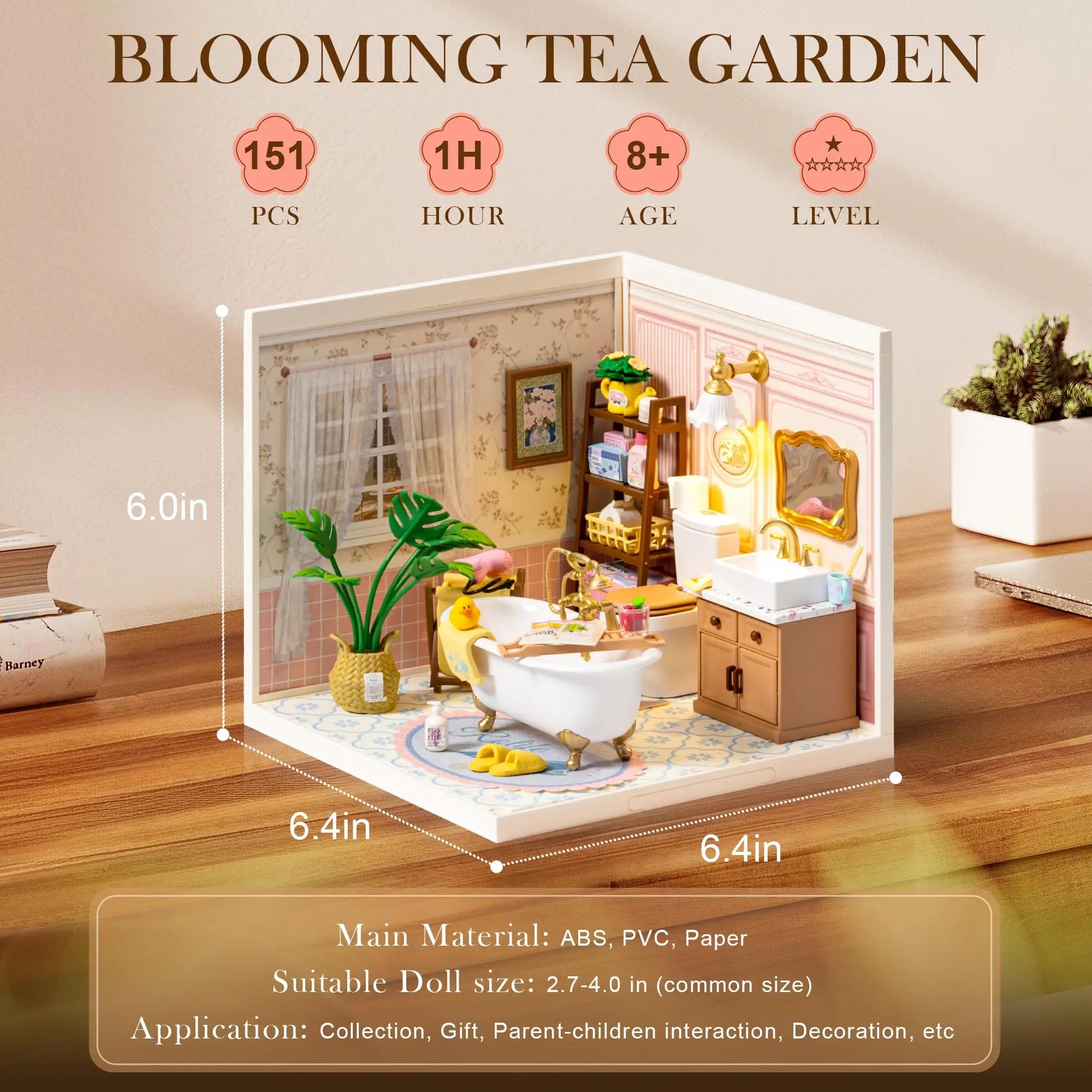 ROBOTIME DIY Miniature Dollhouse Kit – Pop Bubble Bathroom