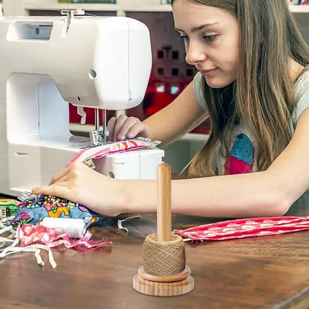 Wooden Yarn Ball Holder – Rotating Manual Yarn Dispenser
