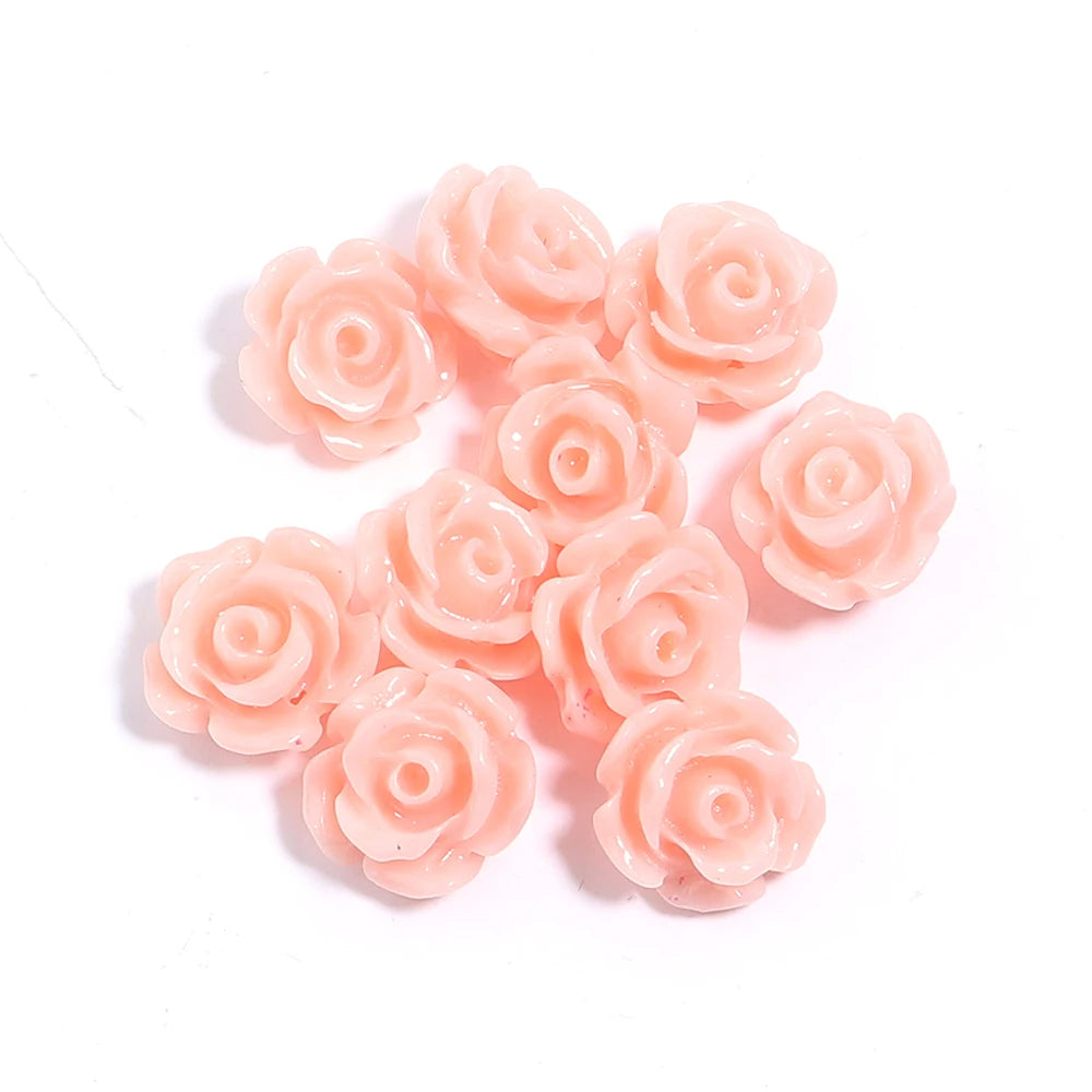 1 Strand Rose Camellia Flower Beads – 6–15mm Artificial Coral Beads