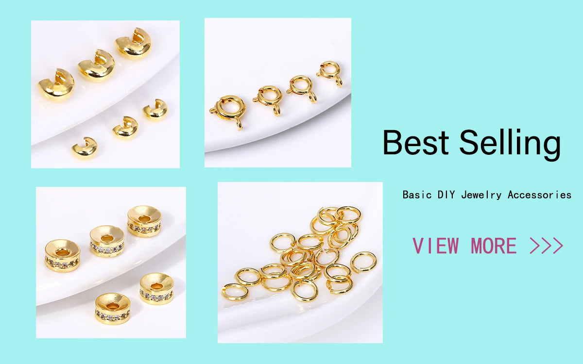 18K Gold Plated Spacer Beads – 2mm–6mm Round Metal Beads for DIY Jewelry