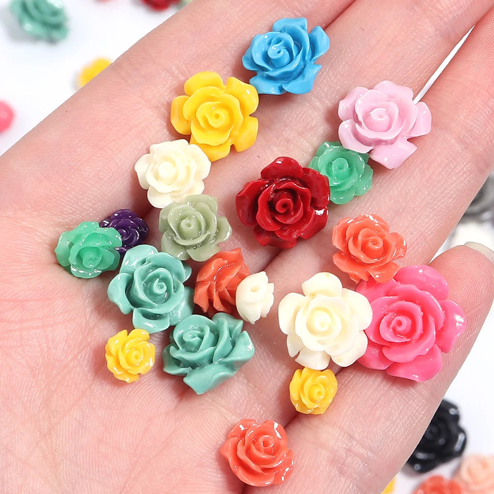 1 Strand Rose Camellia Flower Beads – 6–15mm Artificial Coral Beads