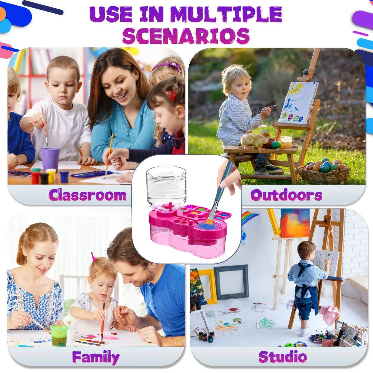 Automatic Paint Brush Cleaner with Drain – Water Circulation Cleaning Bucket