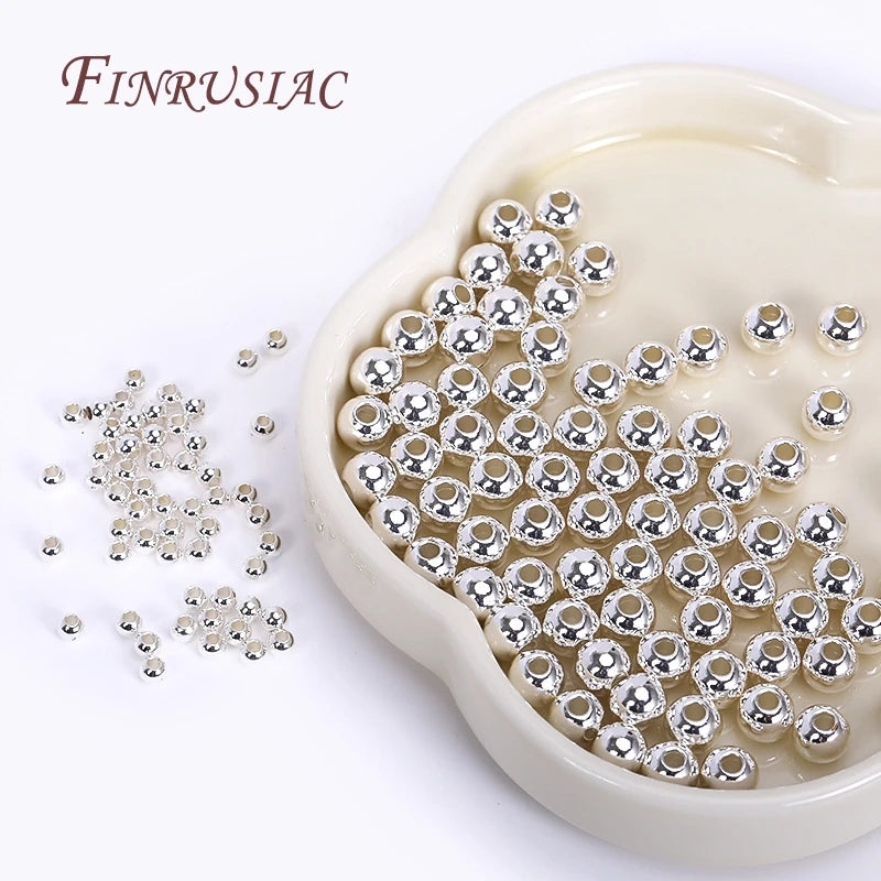 18K Gold Plated Spacer Beads – 2mm–6mm Round Metal Beads for DIY Jewelry