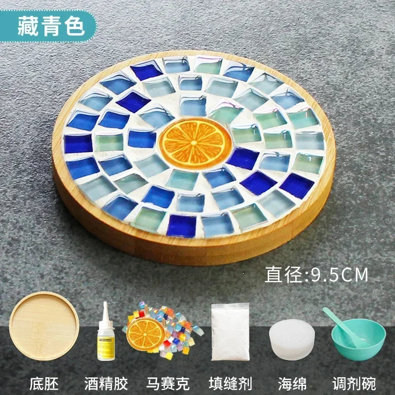 DIY Mosaic Coaster Kit – Bamboo Craft Pad for Kids & Adults