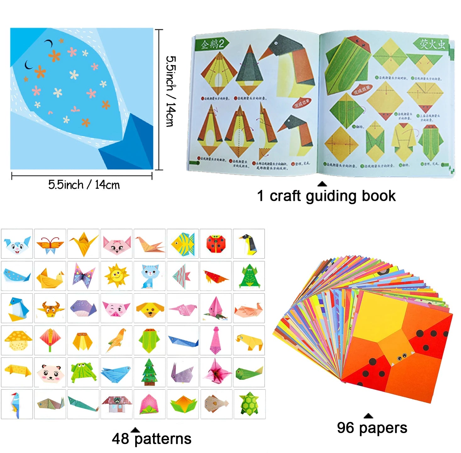 Origami Paper Kit - 96 Sheets with Instruction Booklet