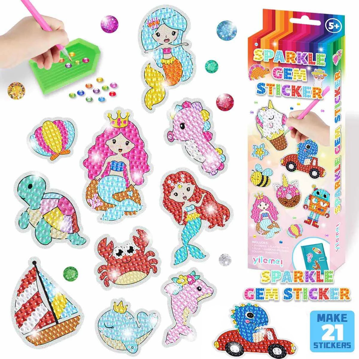 5D Diamond Painting Sticker Kit – DIY Gem Art Craft Set for Kids