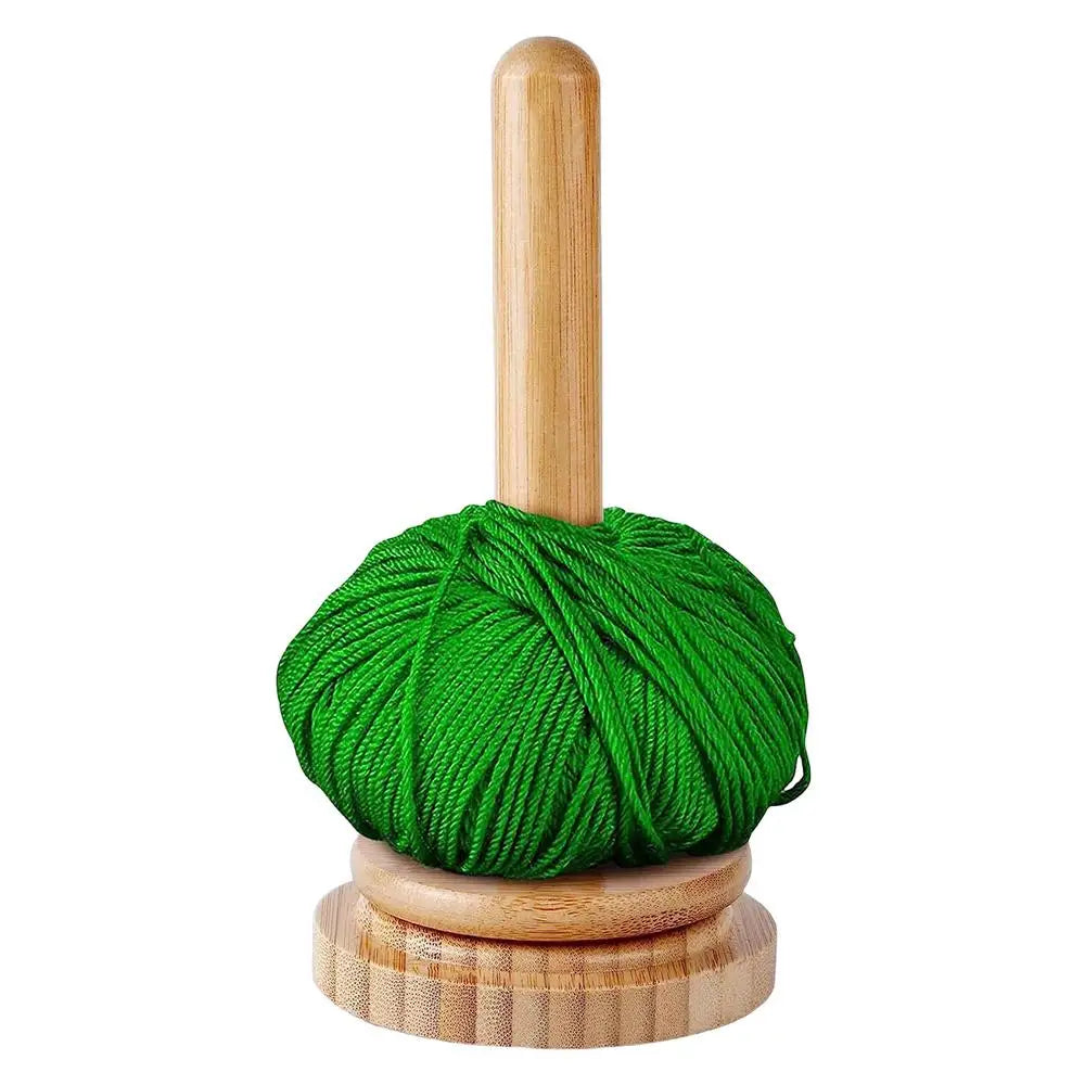 Wooden Yarn Ball Holder – Rotating Manual Yarn Dispenser