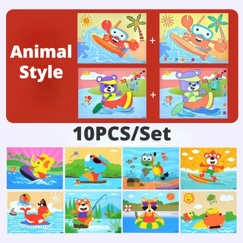 10-Piece 3D EVA Foam Animal Puzzle Craft Set for Kids