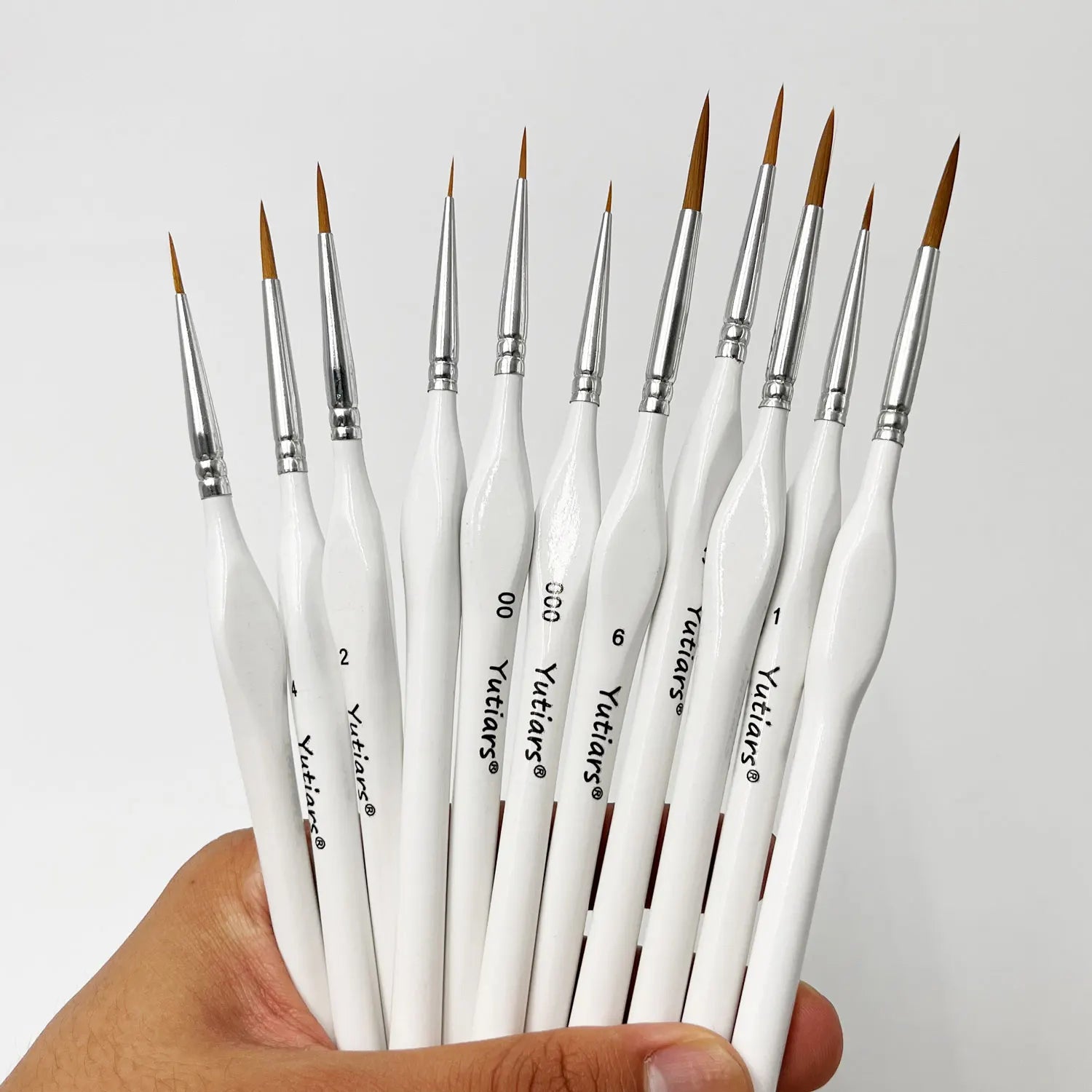 11pcs Miniature Paint Brush Set – Fine Tip Detail Brushes with Triangular Handles