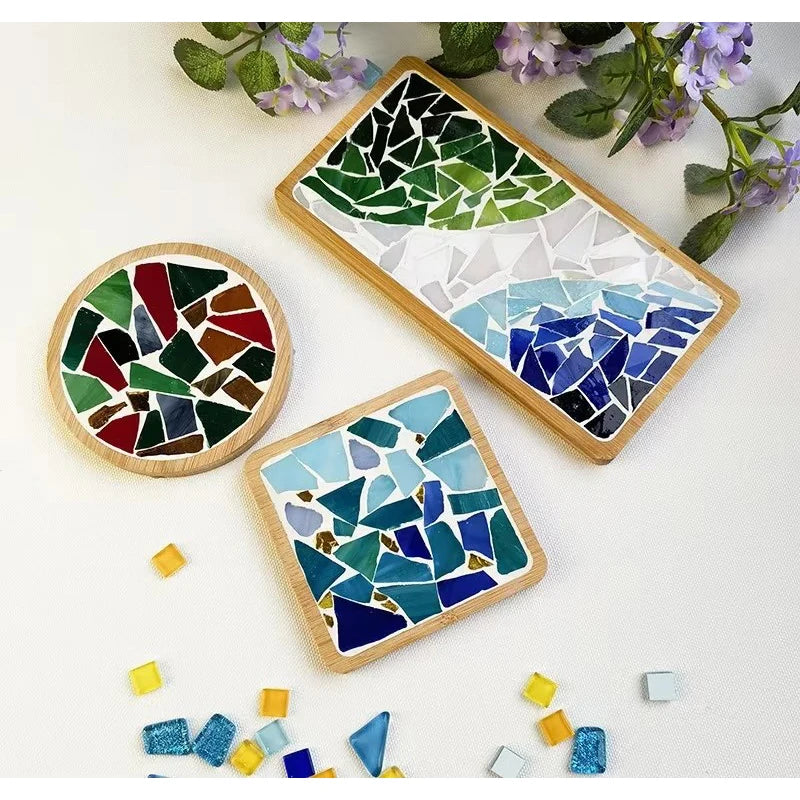 DIY Mosaic Coaster Kit – Bamboo Craft Pad for Kids & Adults