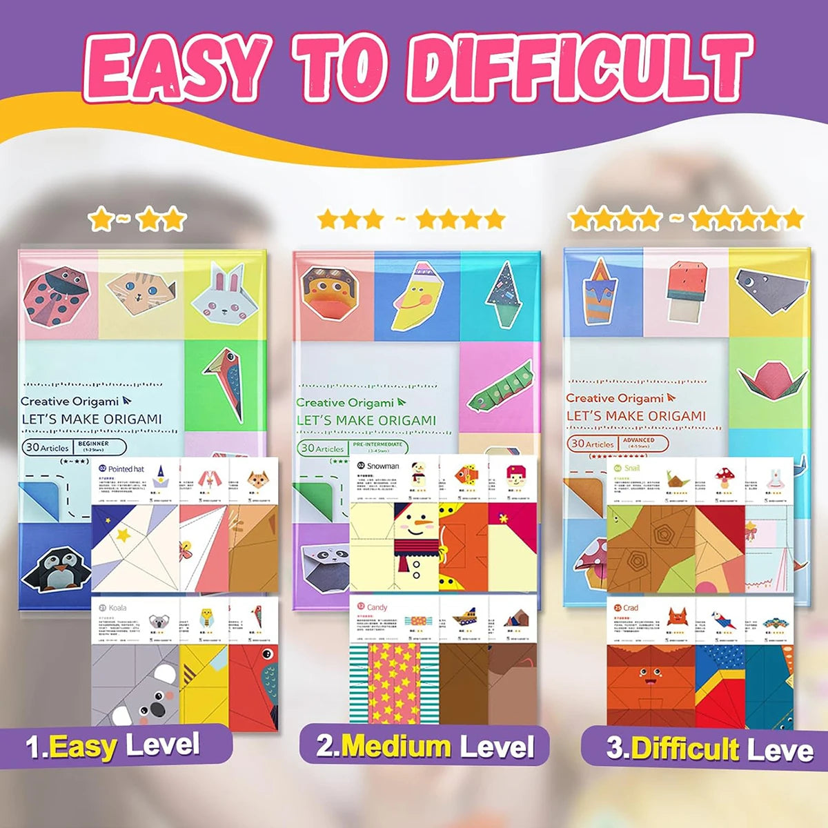 Origami Paper Kit - 96 Sheets with Instruction Booklet