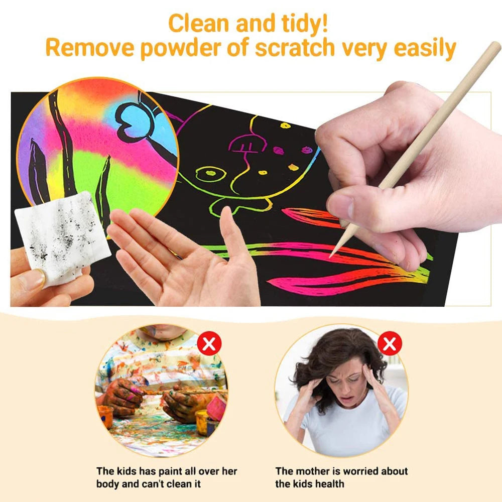 125pcs Rainbow Scratch-Off Mini Art Notes for Kids