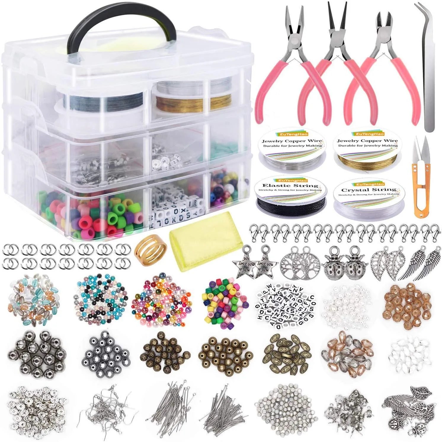1171pcs Ultimate DIY Jewelry Making Kit – Beads, Charms, Tools & Accessories