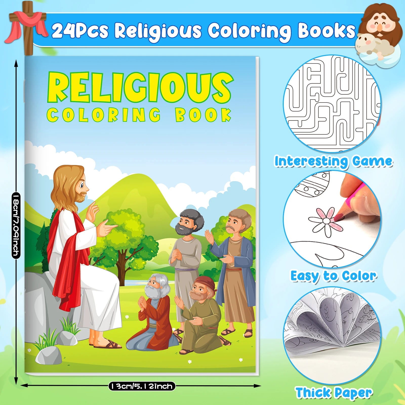 24-Pack Mini Bible Coloring Books for Kids