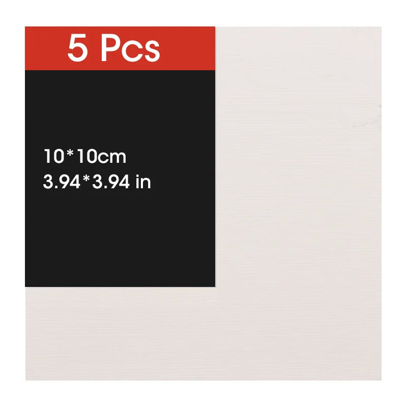 5pcs White Primed Canvas Boards – Cotton Panels for Acrylic, Oil, Watercolor