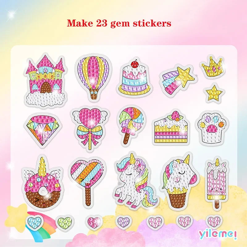 5D Diamond Painting Sticker Kit – DIY Gem Art Craft Set for Kids