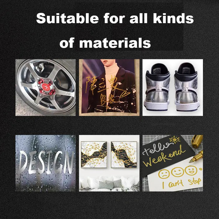 1–2pcs Metallic Brush Marker Pens – Gold & Silver Permanent Ink