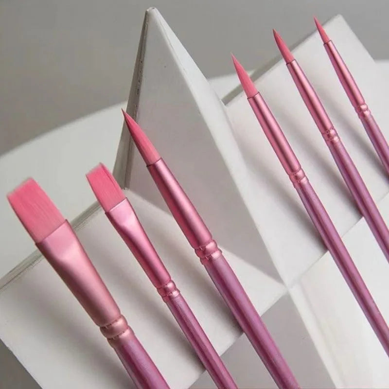 4/6-Piece Watercolor Brush Set – Soft Nylon, Flat & Round Tips