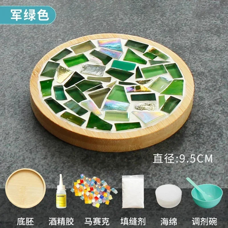 DIY Mosaic Coaster Kit – Bamboo Craft Pad for Kids & Adults