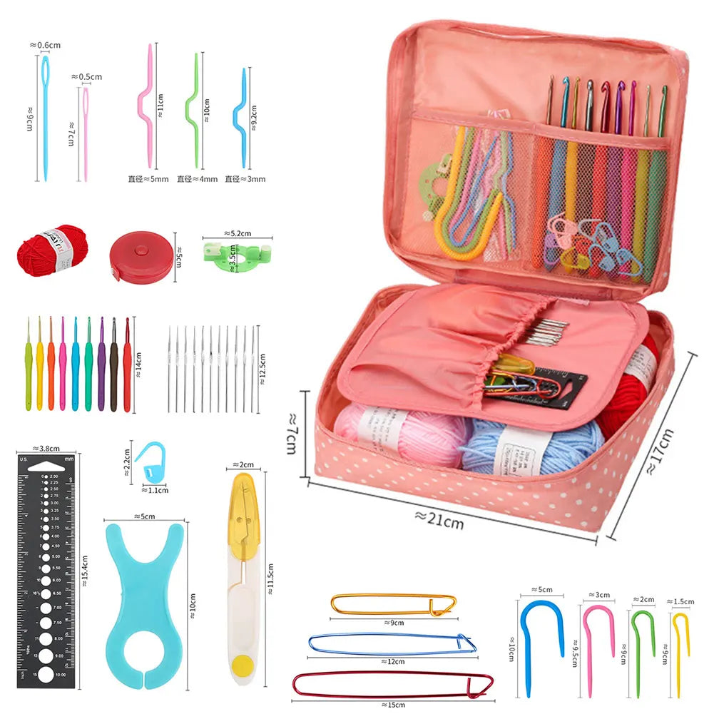 Beginner Crochet Kit – Complete Set with Yarn, Hooks & Accessories