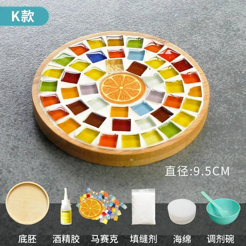 DIY Mosaic Coaster Kit – Bamboo Craft Pad for Kids & Adults