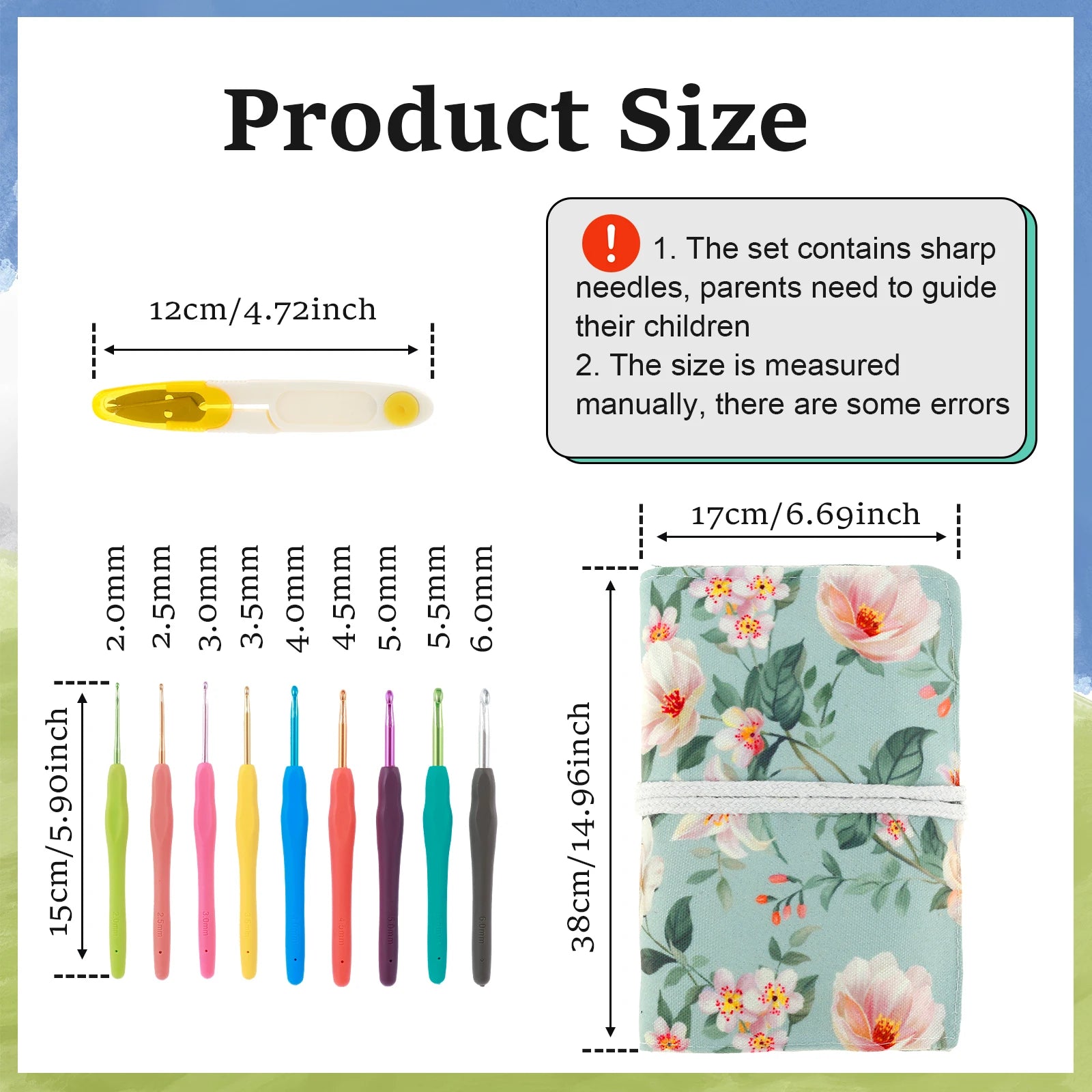 Portable Crochet Hook Set – 2–6mm Knitting Needles with Anti-Slip Handles