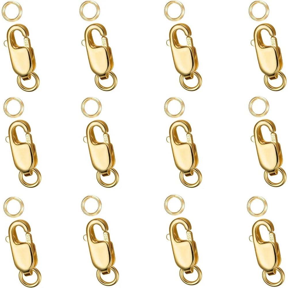 18K Gold Lobster Claw Clasps with Jump Rings – Made in Italy