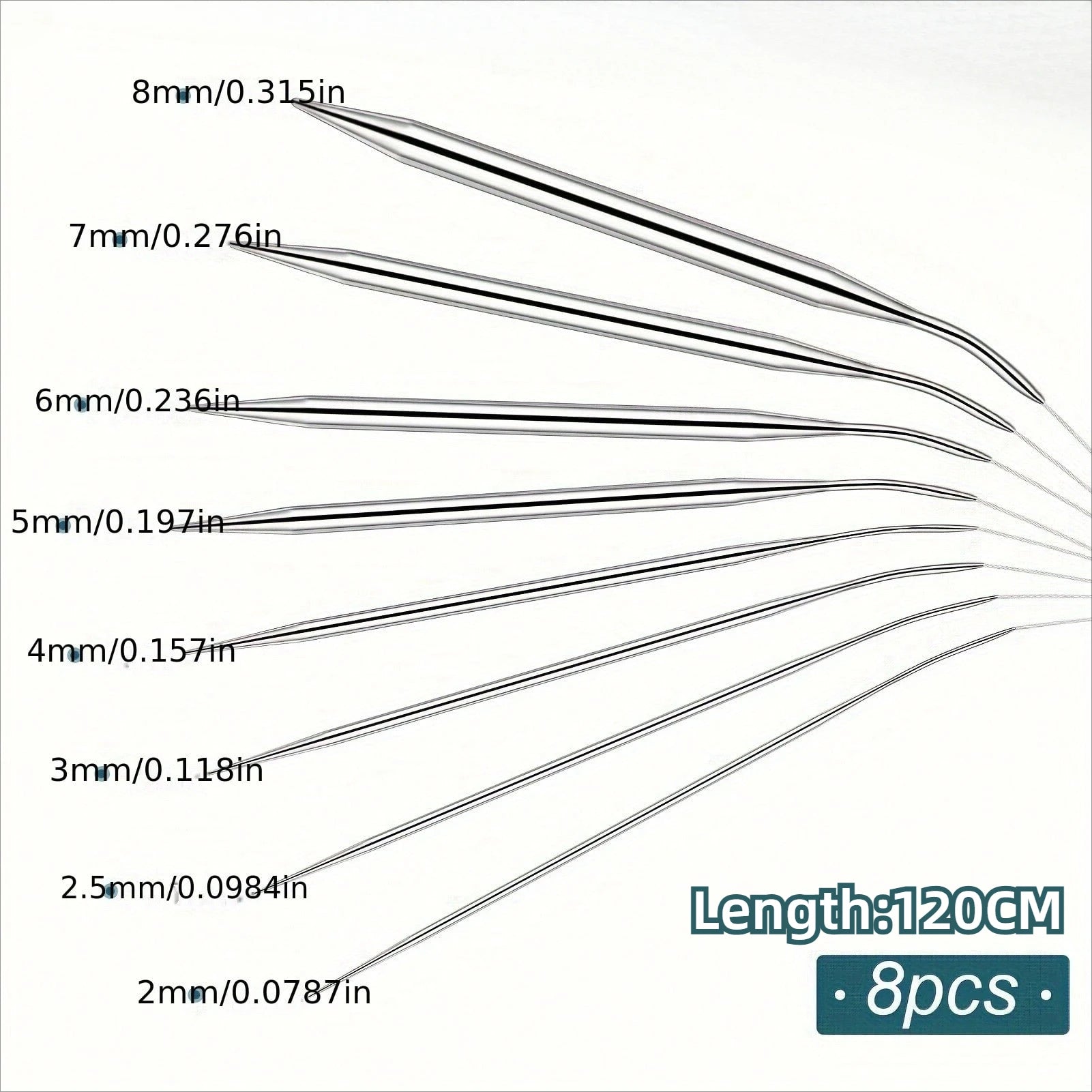 8-Piece Stainless Steel Knitting Needle Set – Circular Weaving Tool