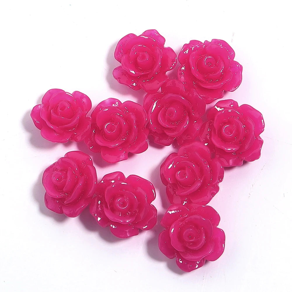 1 Strand Rose Camellia Flower Beads – 6–15mm Artificial Coral Beads