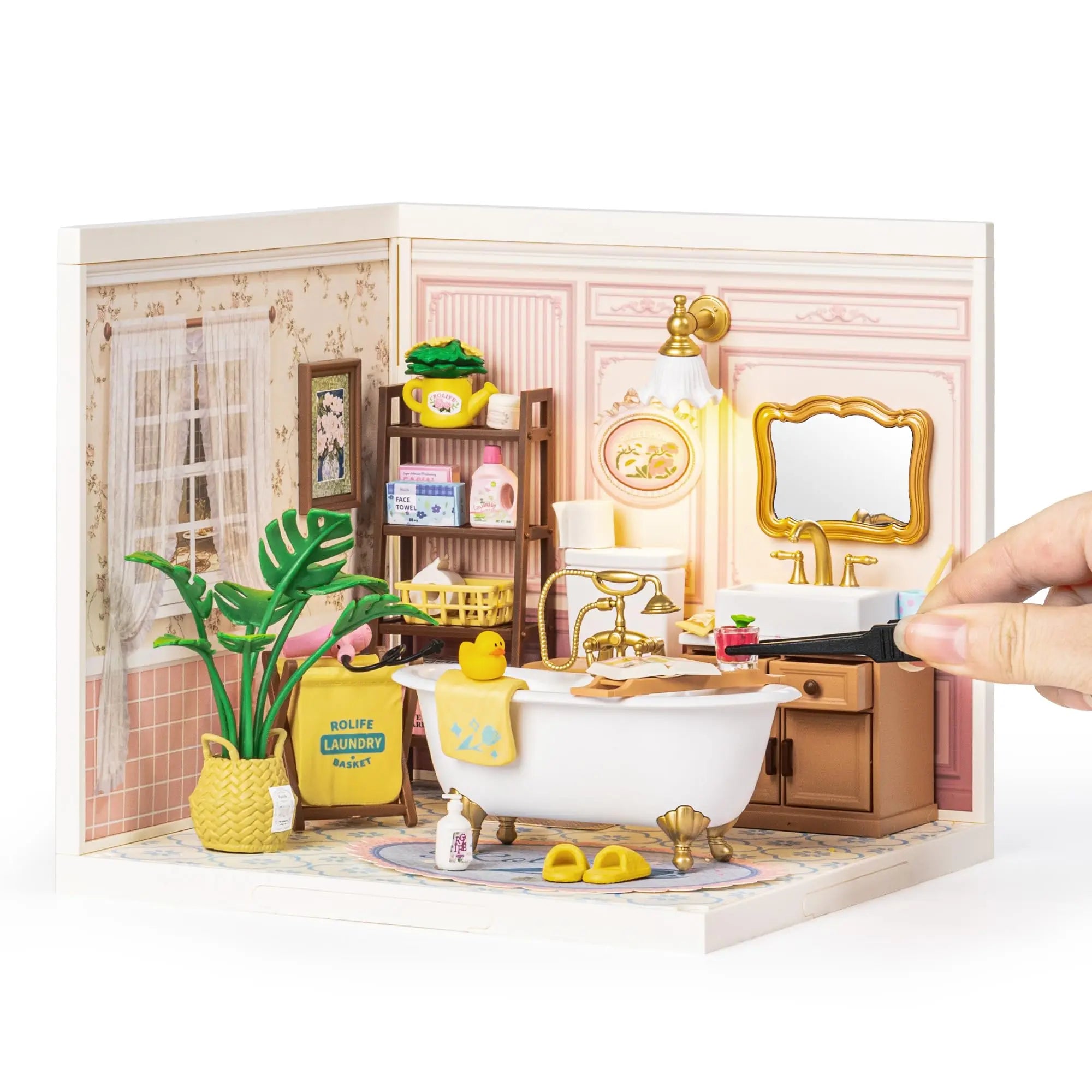 ROBOTIME DIY Miniature Dollhouse Kit – Pop Bubble Bathroom