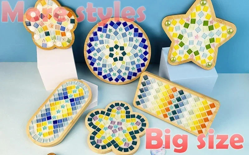 DIY Mosaic Coaster Kit – Bamboo Craft Pad for Kids & Adults