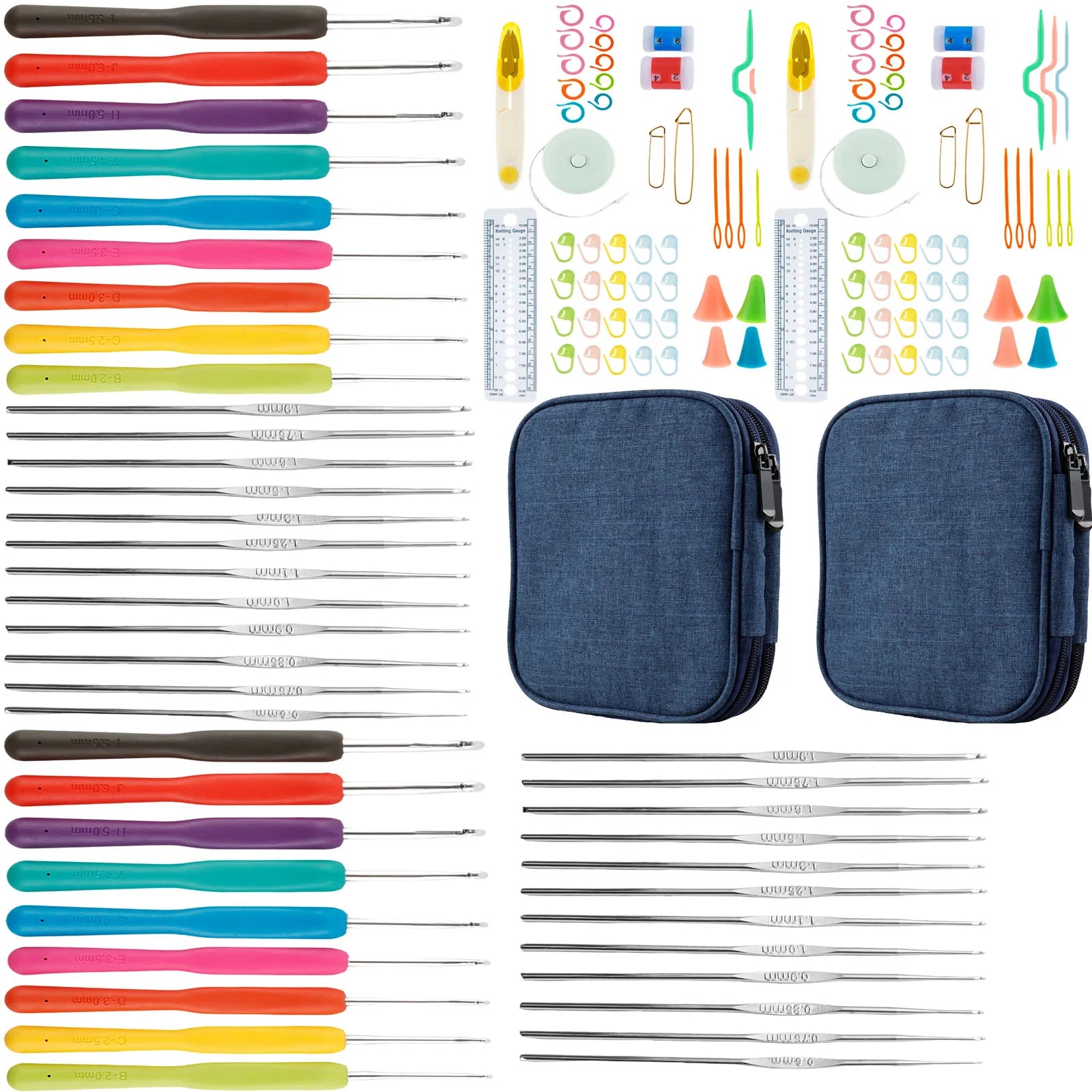 144pcs Crochet Hook & Knitting Tool Set – 2mm–6mm with Accessories