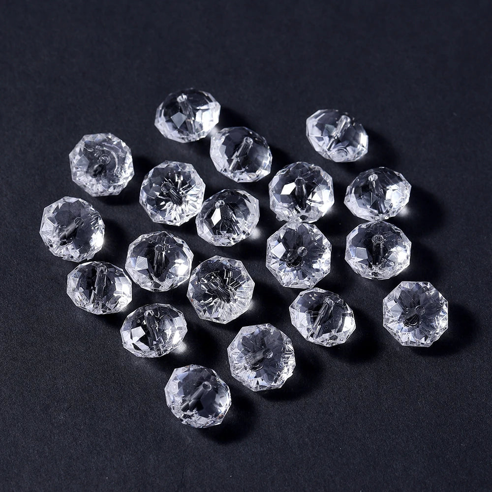10–300pcs Faceted Transparent White Acrylic Beads – 4–16mm Spacer Beads