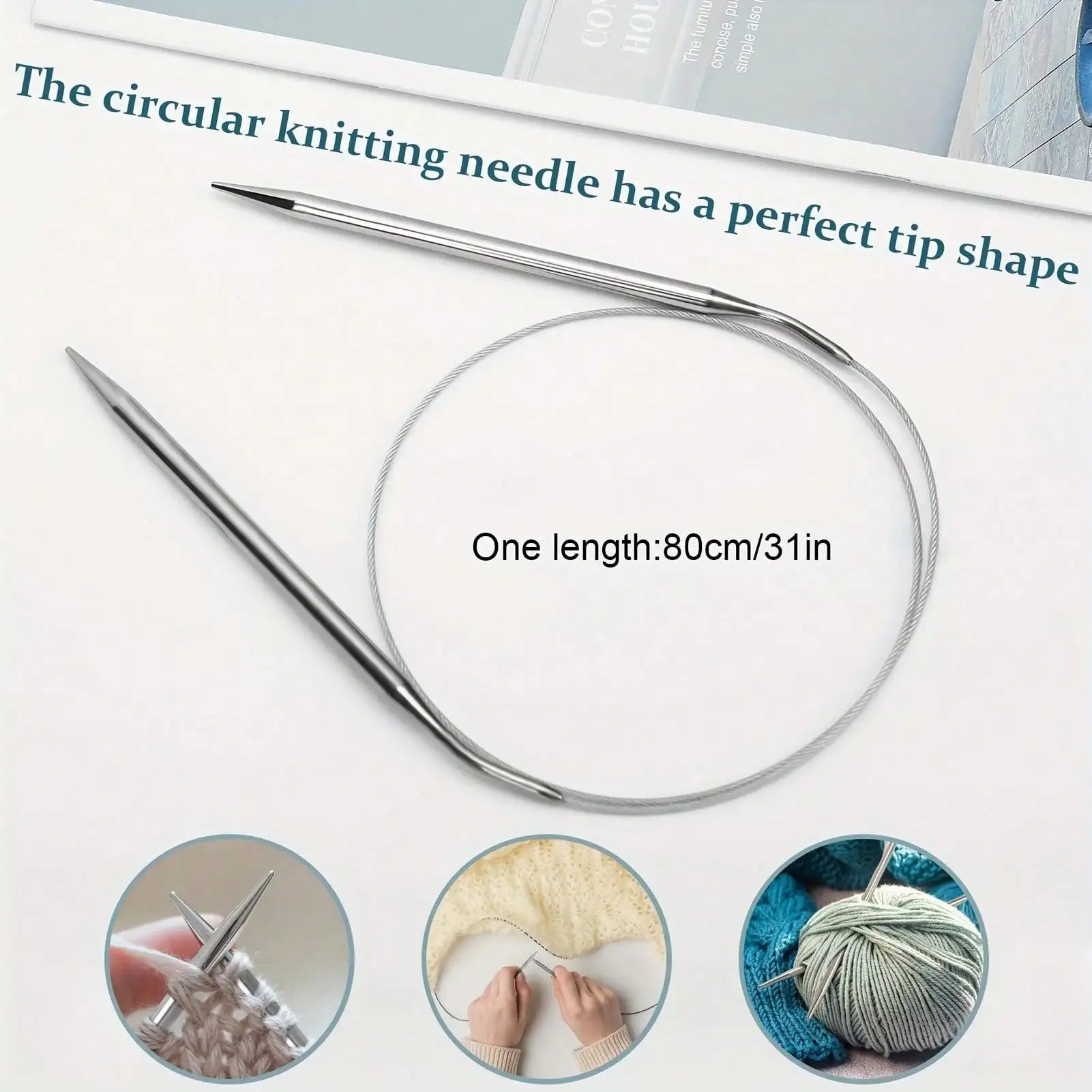 8-Piece Stainless Steel Knitting Needle Set – Circular Weaving Tool