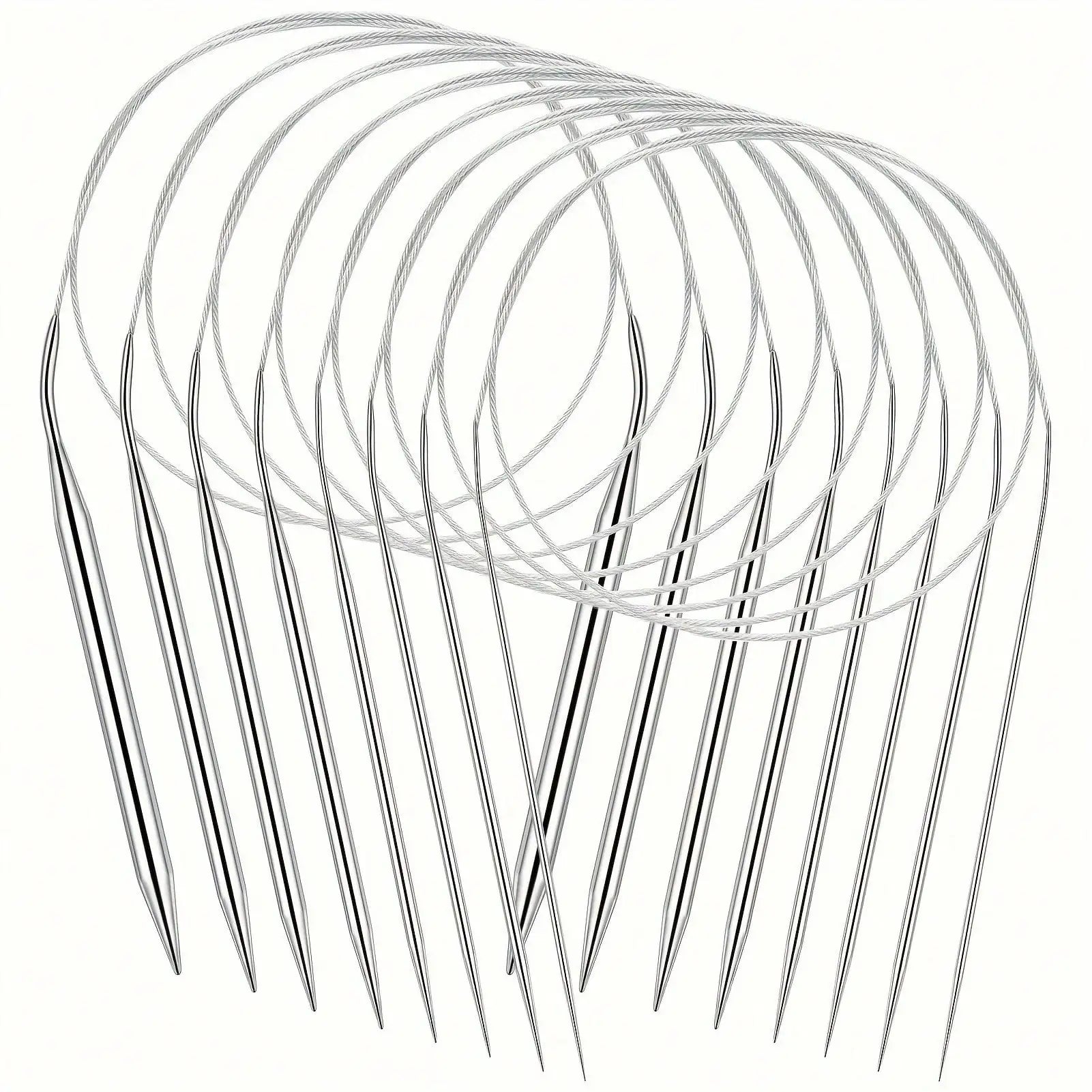 8-Piece Stainless Steel Knitting Needle Set – Circular Weaving Tool