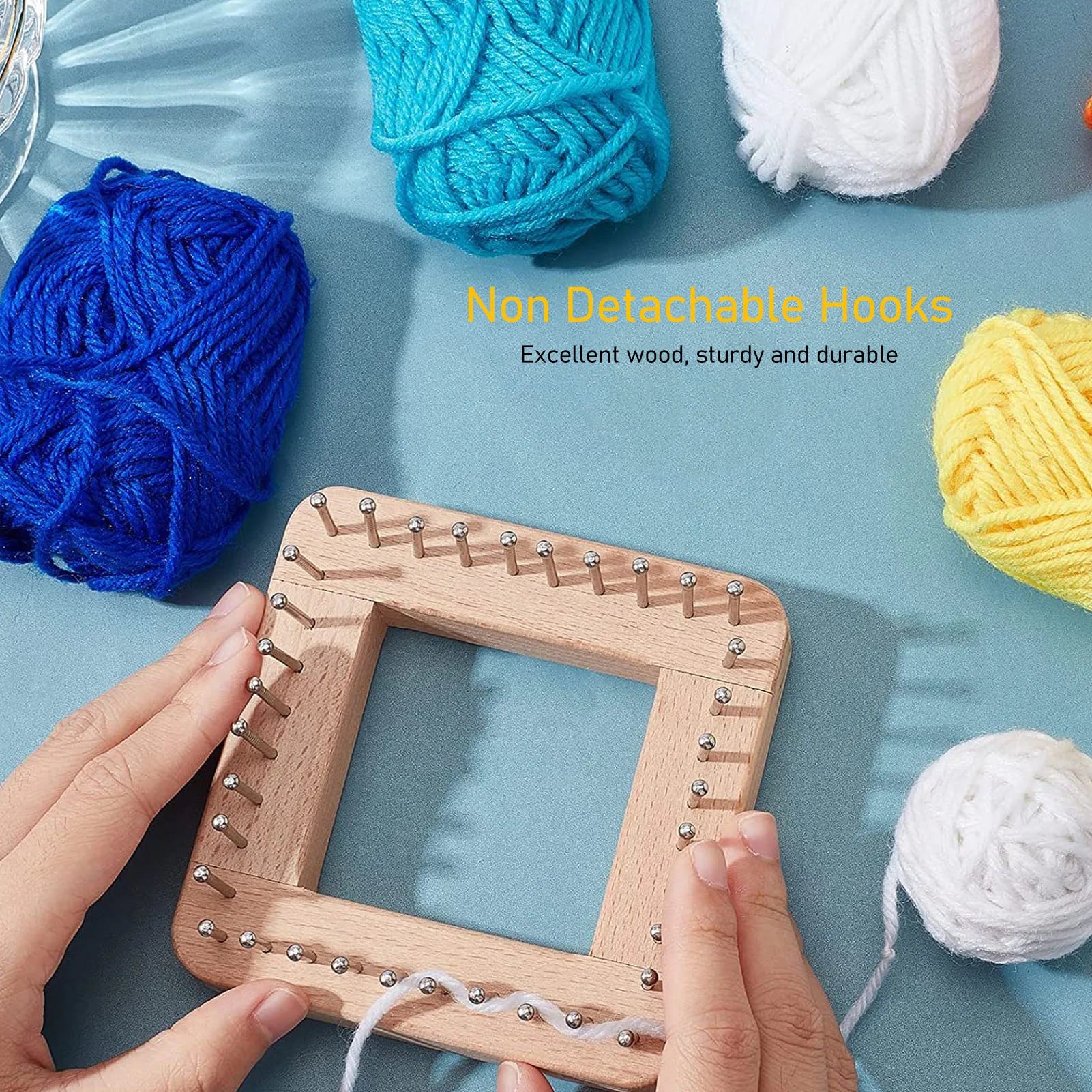 Wooden Knitting Loom with Hooks – Crochet Board for Weaving Projects