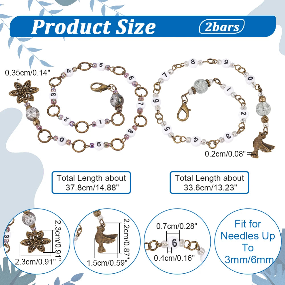 Acrylic Row Counter Chain – 2 Pcs Knitting Stitch Markers