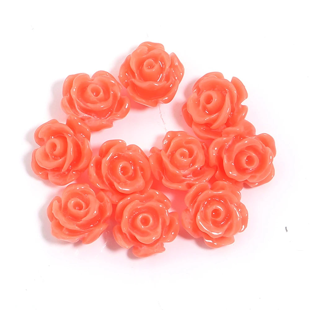 1 Strand Rose Camellia Flower Beads – 6–15mm Artificial Coral Beads